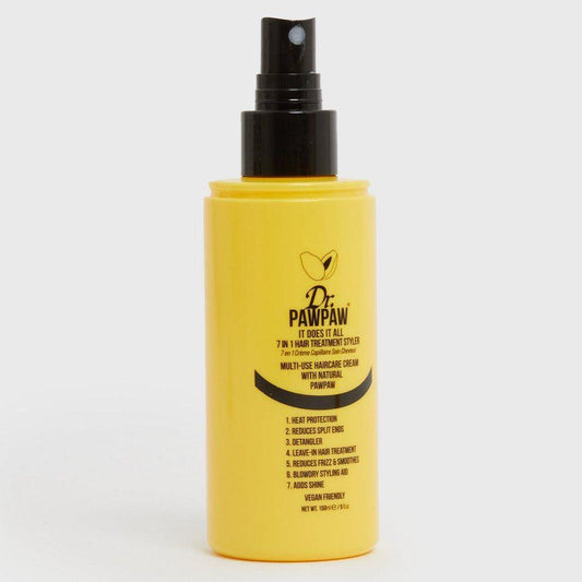 Dr.PAWPAW 7-in-1 Hair Treatment 100ml bottle, multi-use hair care, heat protection and smoothing spray.