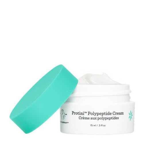 Drunk Elephant Protini Polypeptide Cream 15ml with teal lid, designed to hydrate and rejuvenate skin.