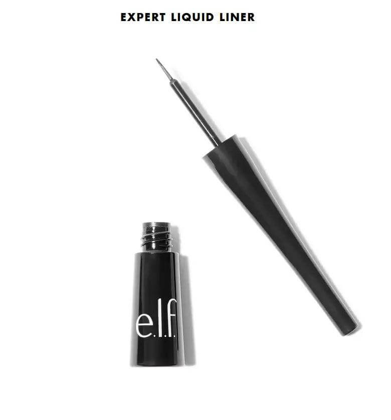 e.l.f. Expert Liquid Liner in Jet Black with a fine tip brush for precise application and smudge-proof finish.