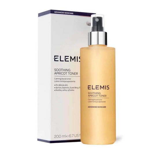 ELEMIS Soothing Apricot Toner 200ml, calming toner for sensitive skin, with apricot extracts, alcohol-free formula.