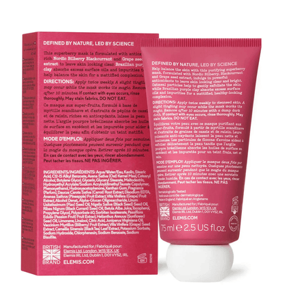 Elemis Superfood Berry Boost Mask 75ml, skin detox mask with antioxidants and fruit acids for a revitalized complexion.