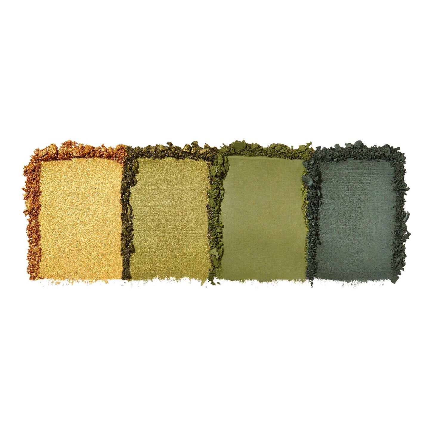 e.l.f. Bite Size Eyeshadows - Hot Jalapeño showcasing four vibrant eyeshadow shades from gold to green.