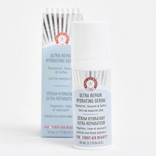 First Aid Beauty Ultra Repair Hydrating Serum 50ml for soft, youthful skin with hyaluronic acid and collagen.