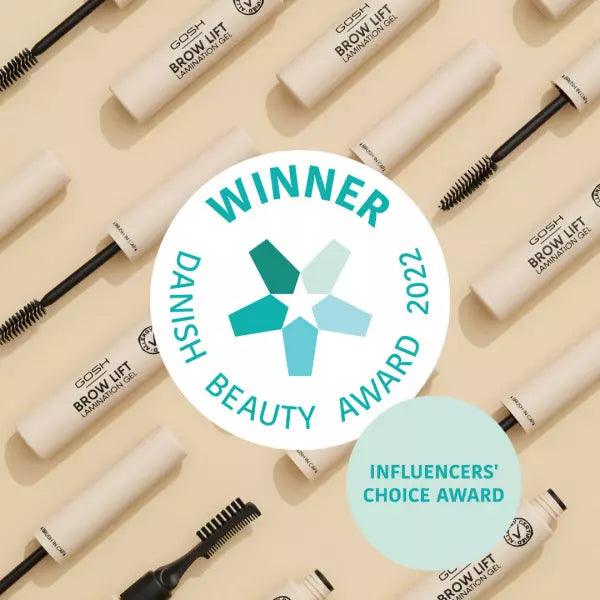 GOSH Brow Lift products featuring the Danish Beauty Award 2022 for Influencers' Choice.