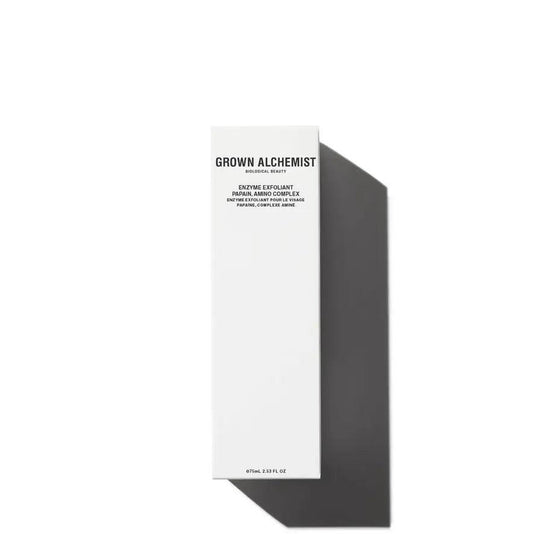Grown Alchemist Enzyme Exfoliant 75ml packaging, designed for sensitive skin to detoxify and hydrate.