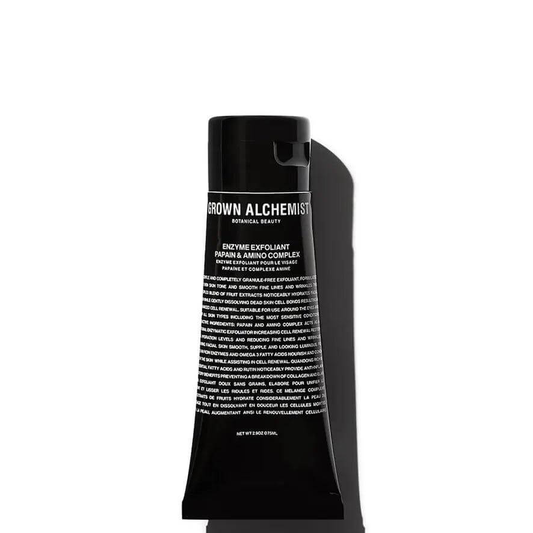 Grown Alchemist Enzyme Exfoliant 75ml tube for sensitive skin revitalization and detoxification.