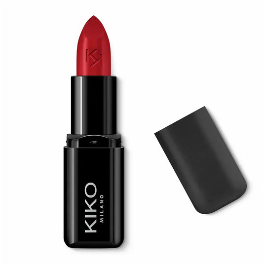 KIKO MILANO Smart Fusion Lipstick in 416 Cherry Red, showcasing rich color and creamy texture for soft lips.