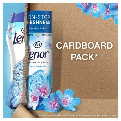 Lenor In-Wash Scent Booster - Spring Awakening in cardboard packaging with floral designs.