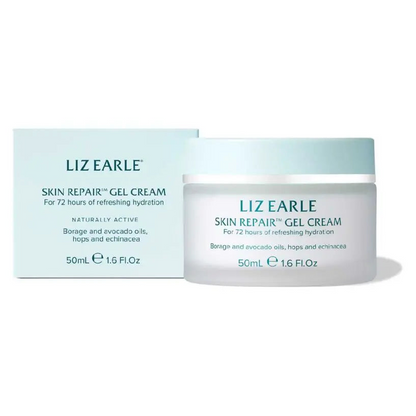 Liz Earle Skin Repair Gel Cream 50ml jar for 72 hours of refreshing hydration with borage and avocado oils.
