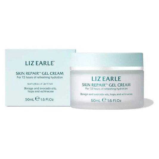 Liz Earle Skin Repair Gel Cream 50ml jar for 72 hours of refreshing hydration with borage and avocado oils.