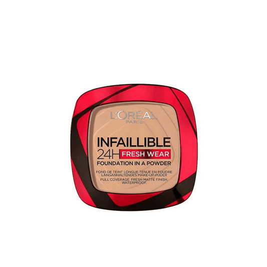 L'Oreal Infallible 24H Freshwear Face Powder in 130 True Beige for lasting matte coverage and a flawless finish.