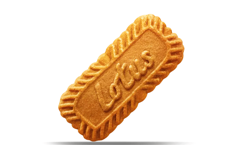 Lotus Biscoff biscuit featuring unique shape and crunchy texture, perfect for snacks and coffee pairing.