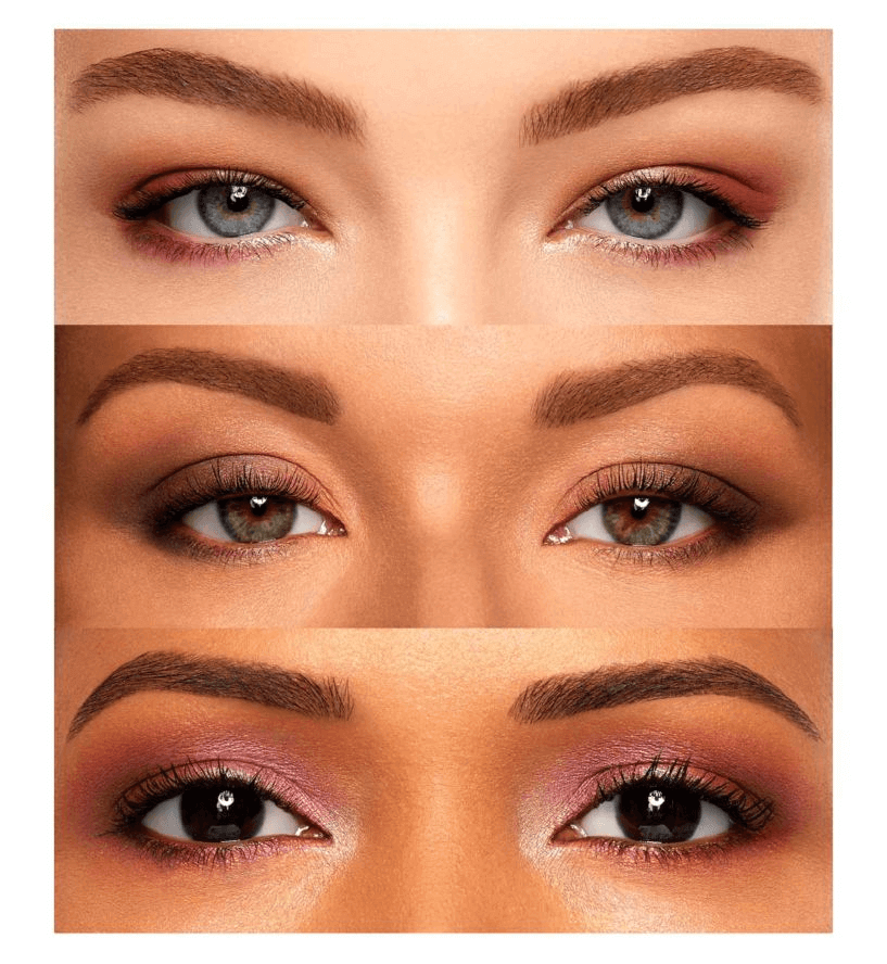 Showcasing three diverse eye makeup looks using Nars Euphoria Face Palette for various styles and finishes.
