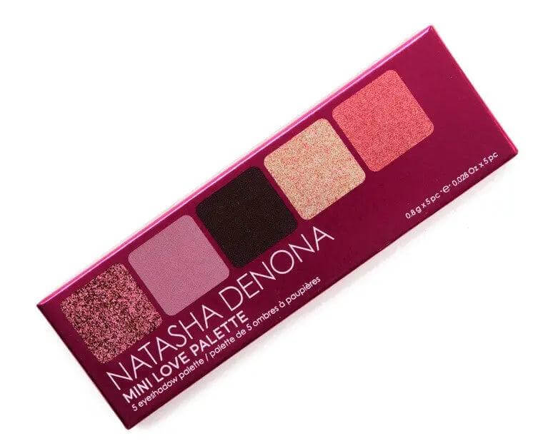 Natasha Denona Mini Love Eyeshadow Palette featuring pink and lilac shades with shimmers and mattes, perfect for Valentine's Day.