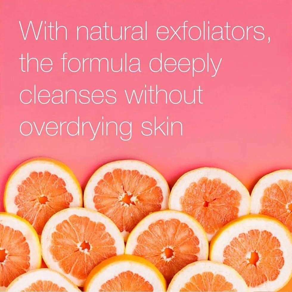 Neutrogena Refreshingly Clear Daily Exfoliator with natural exfoliators and pink grapefruit for healthy skin.