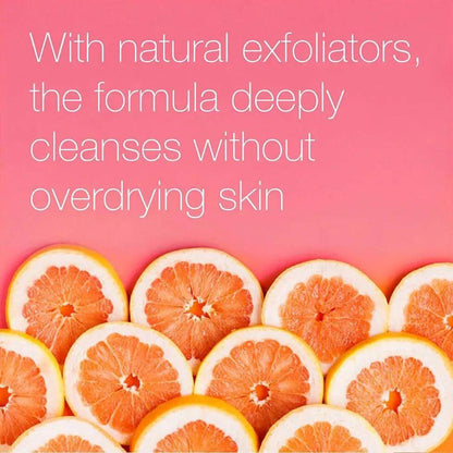 Neutrogena Refreshingly Clear Daily Exfoliator with natural exfoliators and pink grapefruit for healthy skin.