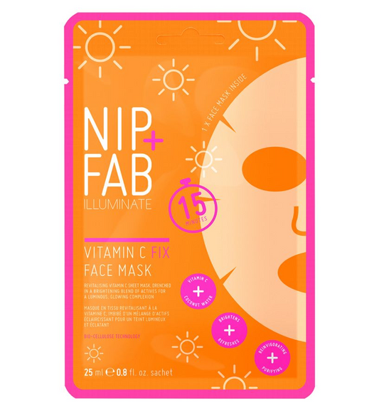 NIP+FAB Vitamin C Fix Face Mask 25ml sachet for a bright and glowing complexion with vitamin C and coconut water.