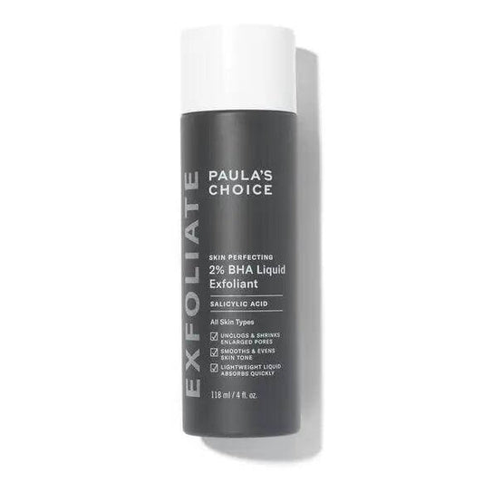 Paula’s Choice Skin Perfecting 2% BHA Liquid Exfoliant for clearer, smoother skin, infused with salicylic acid.