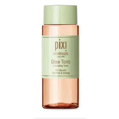 PIXI Glow Tonic 100ml exfoliating toner with 5% Glycolic Acid, Aloe Vera, and Ginseng for healthier skin.