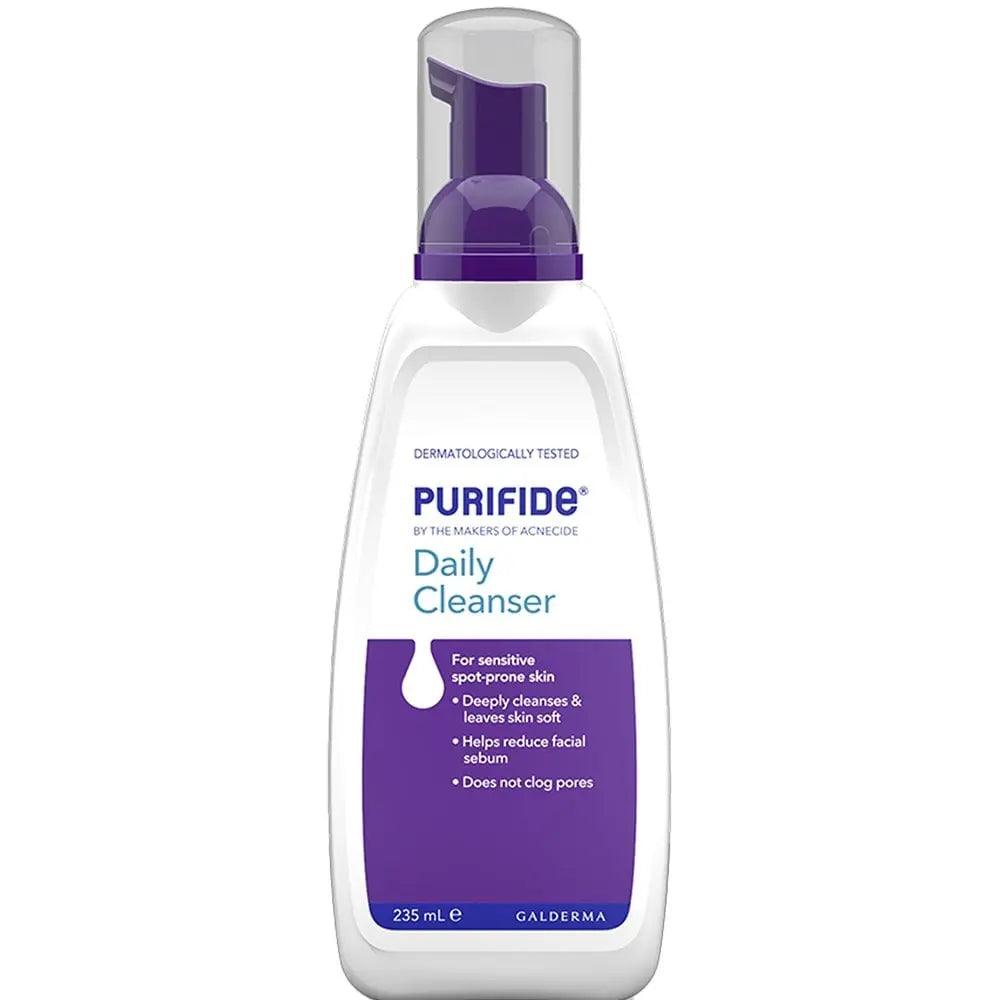 Purifide by Acnecide Daily Cleanser 235ml for sensitive skin, deeply cleanses and reduces facial sebum without clogging pores.