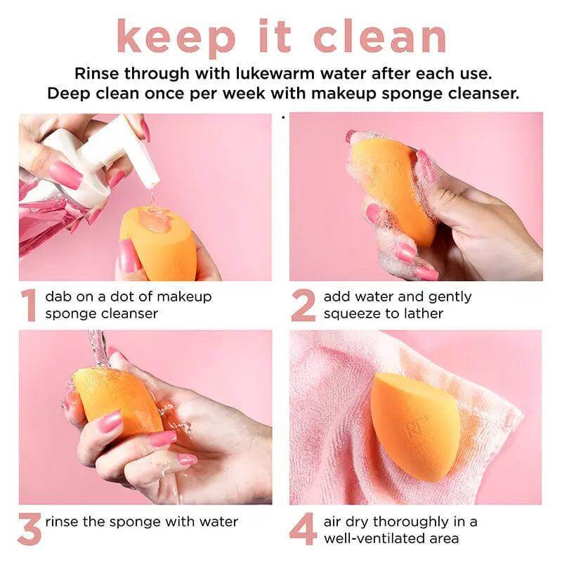 Step-by-step guide to cleaning the Real Techniques Miracle Complexion Sponge for optimal care and longevity.