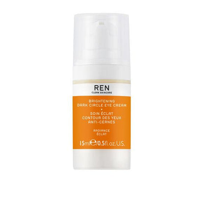 Ren Clean Skincare Brightening Dark Circle Eye Cream 15ml bottle, designed to reduce dark circles for a vibrant look.