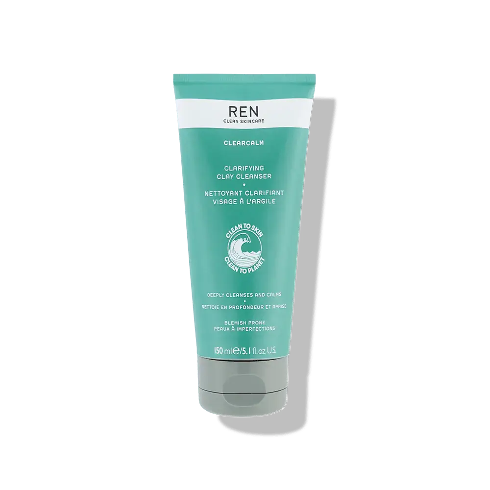REN Clean Skincare Clarifying Clay Cleanser 150ml, gentle clay cleanser for blemish-prone skin, deeply cleanses without irritation.