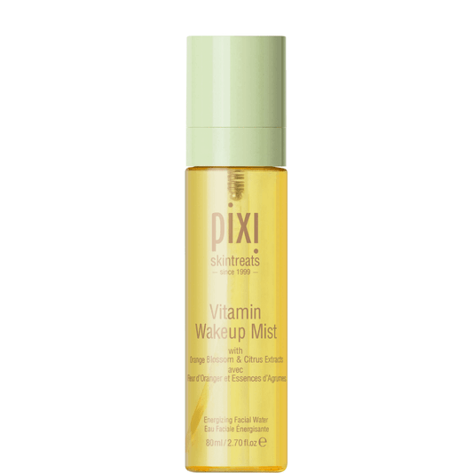 PIXI Vitamin Wakeup Mist 80ml with orange blossom and citrus extracts, energizing facial toner for a revitalized complexion.