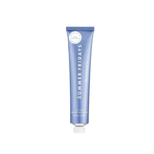 Summer Fridays Jet Lag Mask tube for hydrating tired skin, promoting a radiant complexion with vitamins and ceramides.