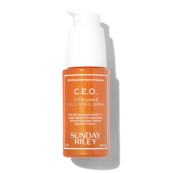 Sunday Riley C.E.O. 15% Vitamin C Brightening Serum in a 30ml bottle for anti-aging and skin brightening.