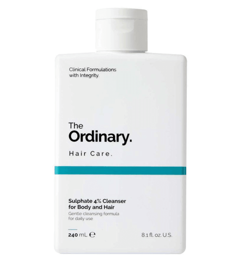 The Ordinary 4% Sulphate Cleanser for Body and Hair, 240ml bottle, gentle cleansing formula for daily use.