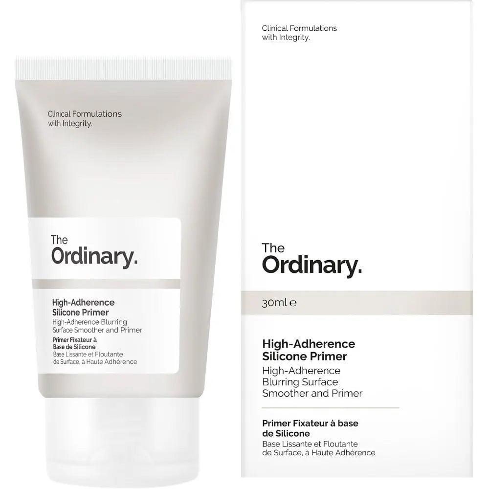 The Ordinary High-Adherence Silicone Primer 30ml with packaging, a matte blurring primer for smoother makeup application.