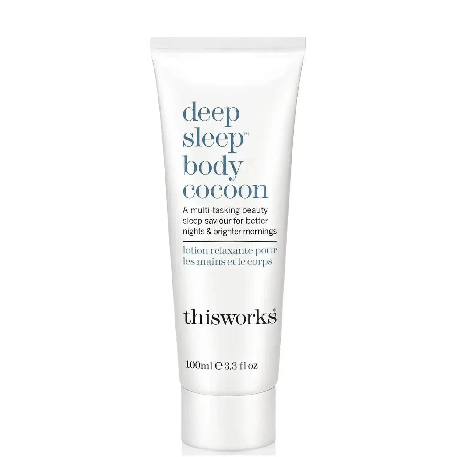 thisworks Deep Sleep Body Cocoon Moisturiser 100ml tube for better nights and brighter mornings, multi-tasking body lotion.
