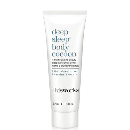 thisworks Deep Sleep Body Cocoon Moisturiser 100ml tube for better nights and brighter mornings, multi-tasking body lotion.