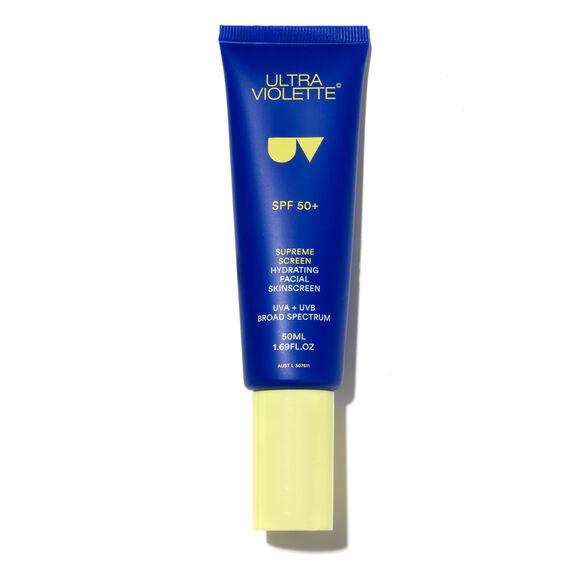 Ultra Violette SPF 50+ Supreme Screen Hydrating Facial Sunscreen in a tube, 50ml, providing hydration and sun protection.