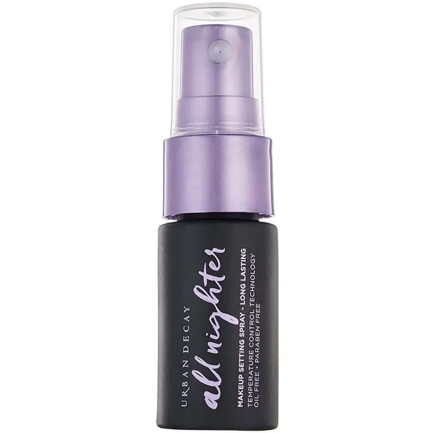 Urban Decay All Nighter Setting Spray bottle with patented Temperature Control Technology for long-lasting makeup wear.