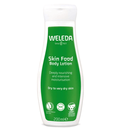 Weleda Skin Food Body Lotion 200ml bottle for deeply nourishing and moisturizing dry skin.