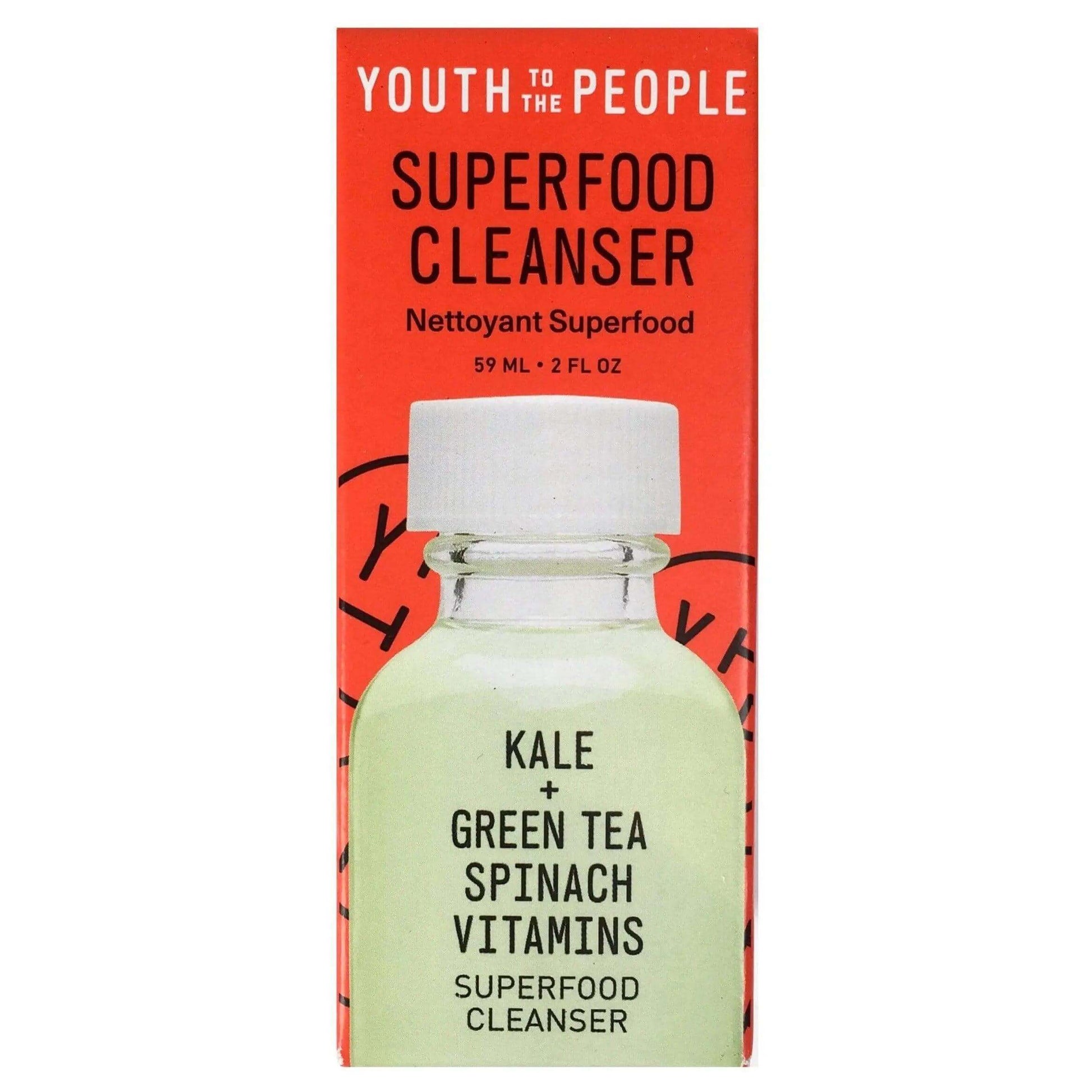 Youth To The People Superfood Cleanser 59ml with kale, green tea, and spinach in eco-friendly packaging.